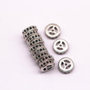 silver plated micro pave black zircon flat wheel charm