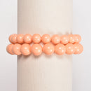 Cream Orange Shell Pearl Smooth Round Beads Size 8mm 10mm Bracelet 7.5" Length