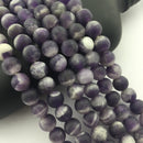 large hole teeth amethyst matte round beads