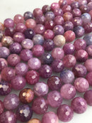 genuine ruby faceted round beads