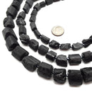 Black Tourmaline Rough Irregular Cylinder Tube Beads 10mm 15mm 18mm 15.5''Strand