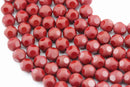 red crystal glass faceted round beads