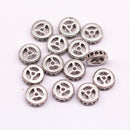 silver plated micro pave black zircon flat wheel charm