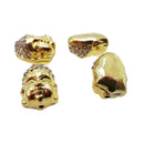 buddha head charm gold plated copper with micro pave rhinestone