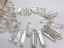Clear Quartz Smooth Graduated Stick Points Beads Size 14-60mm 15.5" Strand