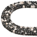 Natural Black & White Zebra Jasper Faceted Cube Beads Size 4-5mm 15.5'' Strand