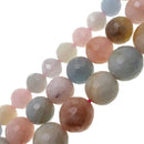 morganite faceted round beads