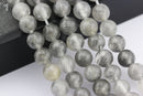 large hole cloudy quartz smooth round beads