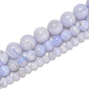 Natural Blue Lace Agate Smooth Round Beads 5mm 6mm 8mm 15.5" Strand