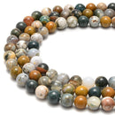Natural Ocean Jasper Smooth Round Beads Size 4mm 6mm 8mm 10mm 12mm 15.5" Strand