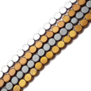 Gray/Gold/Silver/Copper Hematite Matte Flat Coin Beads 4mm 15.5" Strand
