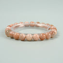 Peach Moonstone Smooth Round Beaded Bracelet Size 6mm 8mm 10mm 7.5'' Length