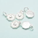 925 Sterling Silver Heart Charm Pendant Size 10.5x13mm 3Pcs Per Bag