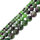 natural ruby zoisite faceted round beads 