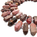 Rhodonite Graduated Center Drill Faceted Points Beads Approx 13-25mm 15.5"Strand