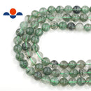 green rutilated quartz smooth round beads