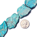 Blue Sea Sediment Jasper Freeform Slab Slice Beads Approx 30x40mm 15.5" Strand