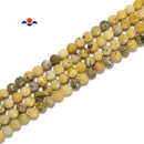 Natural Yellow Turquoise Hard Cut Faceted Round Beads Size 5mm-10mm 15.5'' Str