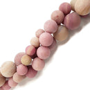 pink petrified rhodonite matte round beads