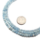 Natural Multi Blue Aquamarine Faceted Round Beads 3mm 3.5mm 4mm 15.5" Strand