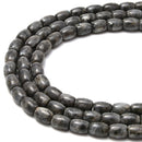 Larvikite Labradorite Smooth Drum Shape Beads Size 8x10mm 15.5'' Strand