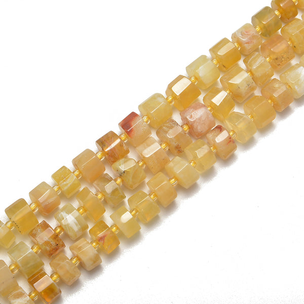 Yellow Opal Faceted Rondelle Wheel Discs Beads Approx 6x10-8x10mm 15.5" Strand