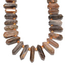 Black Moonstone Graduated Top Drill Faceted Points 10x25-10x35mm 15.5'' Strand