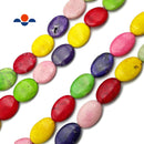 Multi Color Magnesite Turquoise Flat Oval Beads Size 20x30mm 22x28mm 15.5"Strand