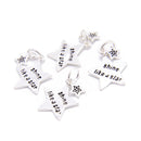 925 Sterling Anti-Silver Double Star Pendant Charm Size 13.5x15mm 4Pcs Per Bag