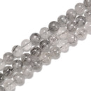 Natural Black Rutilated Quartz Smooth Round Beads 7mm 8mm 10mm 12mm 15.5" Strand