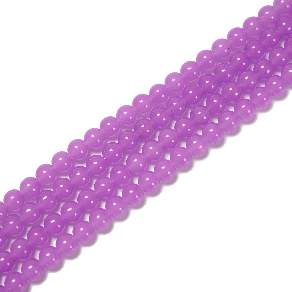Bead, iridescent glass, translucent matte purple, 8mm round. Sold