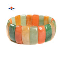 Multi Jade Double Drill Bracelet Rectangle Shape Beads Size 10x25mm Length 7.5"