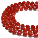 Carnelian Prism Cut Double Point Faceted Round Beads 8mm 10mm 15.5'' Strand