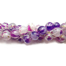 Purple Splash Glass Beads Smooth Round Beads Size 14mm 15.5'' per Strand