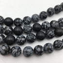 snowflake obsidian smooth round beads