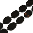 Black Onyx Flat Oval Shape Beads Size 30x40mm 15.5'' Strand
