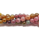 High Quality Watermelon Tourmaline Smooth Round Beads Size 7mm 8mm 15.5" Strand