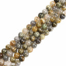 Natural Dendritic Jade Smooth Round Beads Size 6mm 8mm 10mm 15.5" Strand