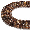 Natural Brown Green Garnet Smooth Round Beads Size 6mm 8mm 10mm 15.5'' Strand