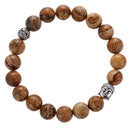 picture jasper bracelet silver buddha smooth round
