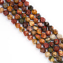 red creek jasper faceted star cut beads