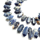 sodalite graduated center drill faceted points beads