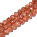 Grade AAA Sunstone Lepidocrocite Smooth Round 6mm 7mm 8mm 9mm 15.5'' Strand