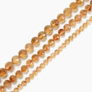 Natural Citrine Faceted Round Beads Size 6mm 8mm 10mm 15.5" Strand