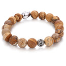 picture jasper bracelet silver skull matte round