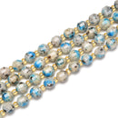 K2 Jasper Prism Cut Double Point Faceted Round Beads Size 8mm 15.5'' Strand