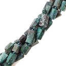 Natural Chrysocolla Matte Faceted Cylinder Tube Beads 7x12mm 15.5" Strand