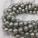 silver coated lava rock stone beads