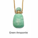 Natural Stone Essential Oil Necklace Perfume Smooth Bottle & Gold Chain 17x33mm