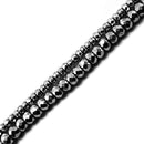 Gray natural hematite faceted smooth rondelle beads
